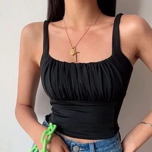 Black Crop Top with Bust Ruching